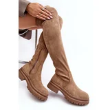 Kesi Women's Over-the-Knee Flat Boots Beige Silune