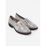 GOODIN Grey lacquered loafers with silver studs | Shoptok.si