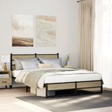 vidaXL Kovinski posteljni okvir brez vzmetnice sonoma hrast 140x190 cm Cene