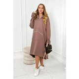 Kesi Insulated mocha hooded dress | Shoptok.si