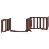 vidaXL Ograda za pse z vrati zložljiva 10 panelov rjava 800 cm les | Shoptok.si