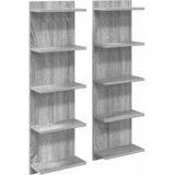 vidaXL Zidna polica 2 kom. Siva Sonoma 30 x 15 x 100 cm - Siva Sonoma 2 30 x 15 x 100 cm (5 etaža) | shoptok.hr