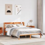 vidaXL Posteljni okvir z vzglavjem voščeno rjava 140x200 cm borovina | Shoptok.si