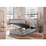 MID.YOU POSTELJA Z VZMETNICO 140 cm x 200 cm , tekstil, leseni material svetlo siva | Shoptok.si