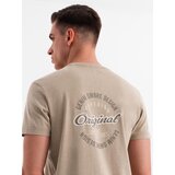 Ombre Cotton T-shirt with print on chest and back - dark beige | Shoptok.si