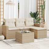  5-dijelni vrtni set sofa s jastucima bež od poliratana | shoptok.hr
