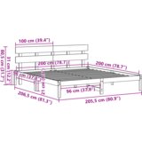 vidaXL Posteljni okvir z naslonjalom 200x200 cm Trden borov les | Shoptok.si