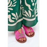 Boto Ladies Sandals With Decoration On Flat Heel Eco Suede Pink Ralisses | Shoptok.si