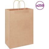 vidaXL Papirnate vrečke 250 kosov z ročaji rjave barve 32x17x44 cm Cene