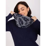 Fashionhunters Grey and navy blue women's scarf with patterns