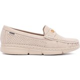 GOODIN Light beige openwork loafers with a gold element | Shoptok.si