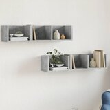 vidaXL Stenska omarica 2 kosa betonsko siva 75x18x16,5 cm inž. les | Shoptok.si