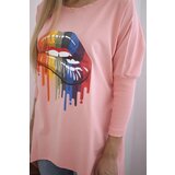 Kesi Oversize blouse with rainbow lip print apricot | Shoptok.si