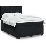 vidaXL Box spring postelja z vzmetnico črna 140x200 cm žamet | Shoptok.si