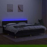  Krevet box spring s madracem LED crni 200x200 cm od tkanine | shoptok.hr