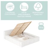 Maison de Rêve Svetlo siva oblazinjena zakonska postelja s prostorom za shranjevanje z letvenim dnom 180x200 cm Voliera – | Shoptok.si