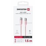 Swissten kabel USB-C/USB-C TEXTILE II, 3A, 60W, 480 Mb/s, 1,5m rozi | shoptok.hr