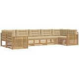  Set vanjskih sofa 7 kom. Bijela i bež Čvrsto drvo akacije 404 x 168,5 x 73 cm | shoptok.hr