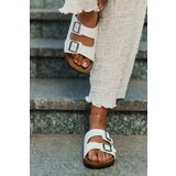 EVENTO Women's Slides On Cork Platform With Buckles White Redore | Shoptok.si