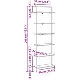  Polica 6 razina 60 x 24 x 203 cm Konstruirano drvo Staro drvo | shoptok.hr