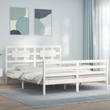 vidaXL Okvir za krevet s uzglavljem sivi 160 x 200 cm od masivnog drva | shoptok.hr
