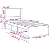  Konstrukcija postelje Bela 100 x 200 cm Masivno borovo les, (5000103705) | Shoptok.si