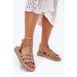 Boto Women's Platform Sandals With Golden Detail Khaki Kartia | ePonuda.com
