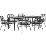 vidaXL 7-dijelni vrtni blagovaonski set s jastucima crno | shoptok.hr