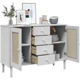  Komoda SENJA bijela izgled ratana 112x40x80 cm masivna borovina | shoptok.hr