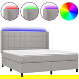  Box spring s madracem LED svjetlosivi 180x200 cm tkanina | shoptok.hr