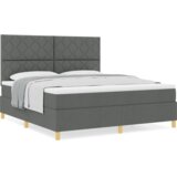  Postelja z vzmetnico z vzglavjem Temno siva 180 x 200 cm blago, (5000126340) | Shoptok.si