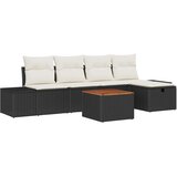 vidaXL 6-delni vrtni kavč set z blazinami iz črnega poli ratana | Shoptok.si