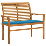  Klupa s plavim jastukom 112 cm od masivne tikovine | shoptok.hr