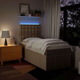 vidaXL Box spring postelja z vzmetnico krem 90x200 cm blago | Shoptok.si