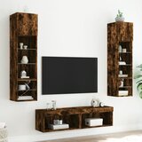  6-dijelni zidni TV elementi s LED svjetlima boja hrasta drveni | Eponuda.com