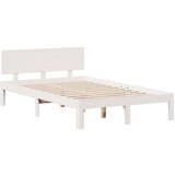 vidaXL Krevet s regalom z knjige bez madraca bijeli 135x190cm borovina | shoptok.hr