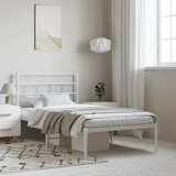  Metalni okvir za krevet s uzglavljem bijeli 100x200 cm | shoptok.hr