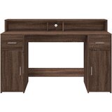 vidaXL Radni stol s LED svjetlima smeđa boja hrasta 140x55x91cm drveni | shoptok.hr