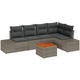 vidaXL 6-delni vrtni kavčni set z blazinami siva poli ratan akacija, (22093483) | Shoptok.si
