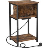 Songmics Nočna omarica Nočna omarica s tanko vtičnico 2 AC vhoda 2 USB vhoda 30 x 34 x 58 cm za dnevno sobo, spalnico Vintage rjava/črna LET375B01, (21395064) | Shoptok.si