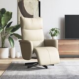 vidaXL Naslanjač z naslonom za noge krem umetno usnje | Shoptok.si