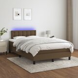 s oprugama i madracem LED tamnosmeđi 120x190 cm tkanina | shoptok.hr