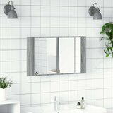 vidaXL LED kopalniška omarica z ogledalom siva sonoma 80x12x45 cm | Shoptok.si