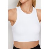 Trendyol White Corded Seamless/Seamless Padded Weightlifting Neck Sports Bra Cijene