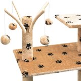  Penjalica Grebalica za Mačke sa Stupovima od Sisala 125 cm Bež s Otiskom Šapa | shoptok.hr