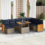  11-dijelni set vrtnih sofa poliratan i bagrem s jastucima sivi | shoptok.hr