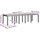  Stol za vrt Svjetlosiva 300 x 100 x 73 cm poliratan | shoptok.hr