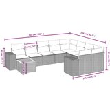  10-dijelni set vrtnih sofa s jastucima crni od poliratana Crna 83 x 62 x 69 cm | shoptok.hr