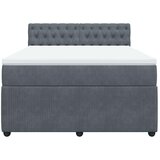 vidaXL Krevet s oprugama i madracem tamnosivi 140x190 cm baršunasti | shoptok.hr