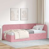 vidaXL Kotna postelja z vzglavjem Roza 100 x 200 cm Žamet | Shoptok.si